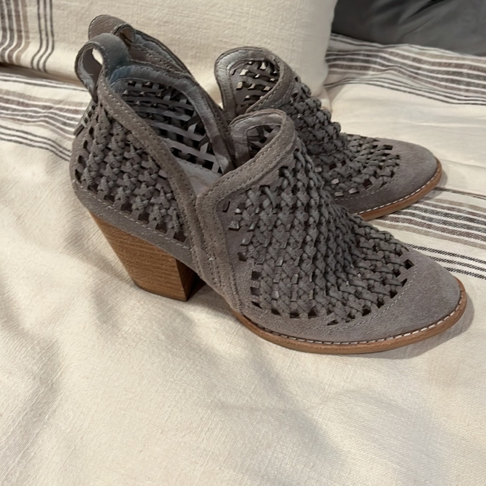 Jeffrey Campbell Gray Woven Suede Booties - Size 6.5
